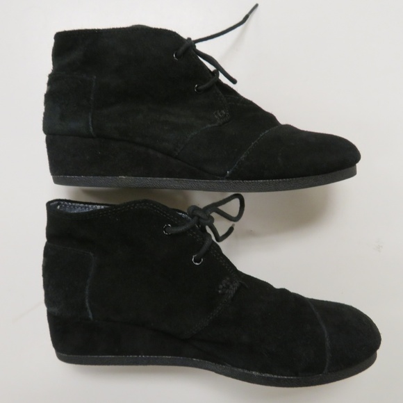 TOMS Desert Wedge Heel Ankle Boots Booties Black‎ 5 - Picture 7 of 8